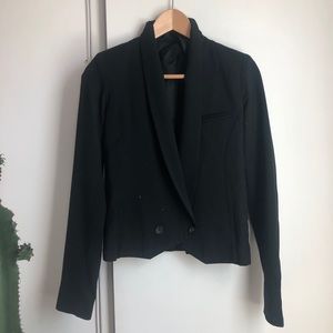 Wool Double Breasted Short Blazer